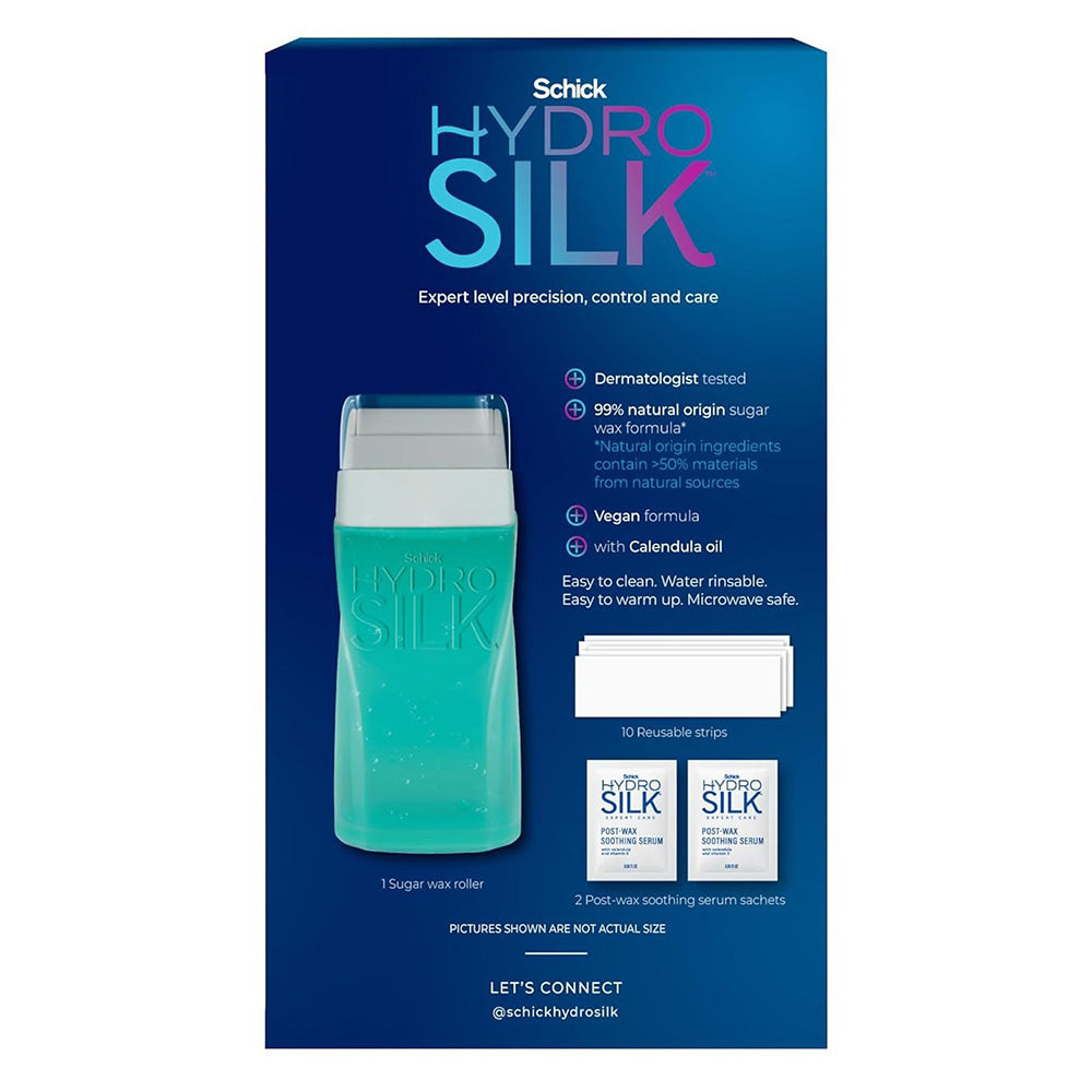 Schick Hydro Silk Sugar Wax Roller for Body Pubic Hair Removal and Roll On Wax Kit 1Ea